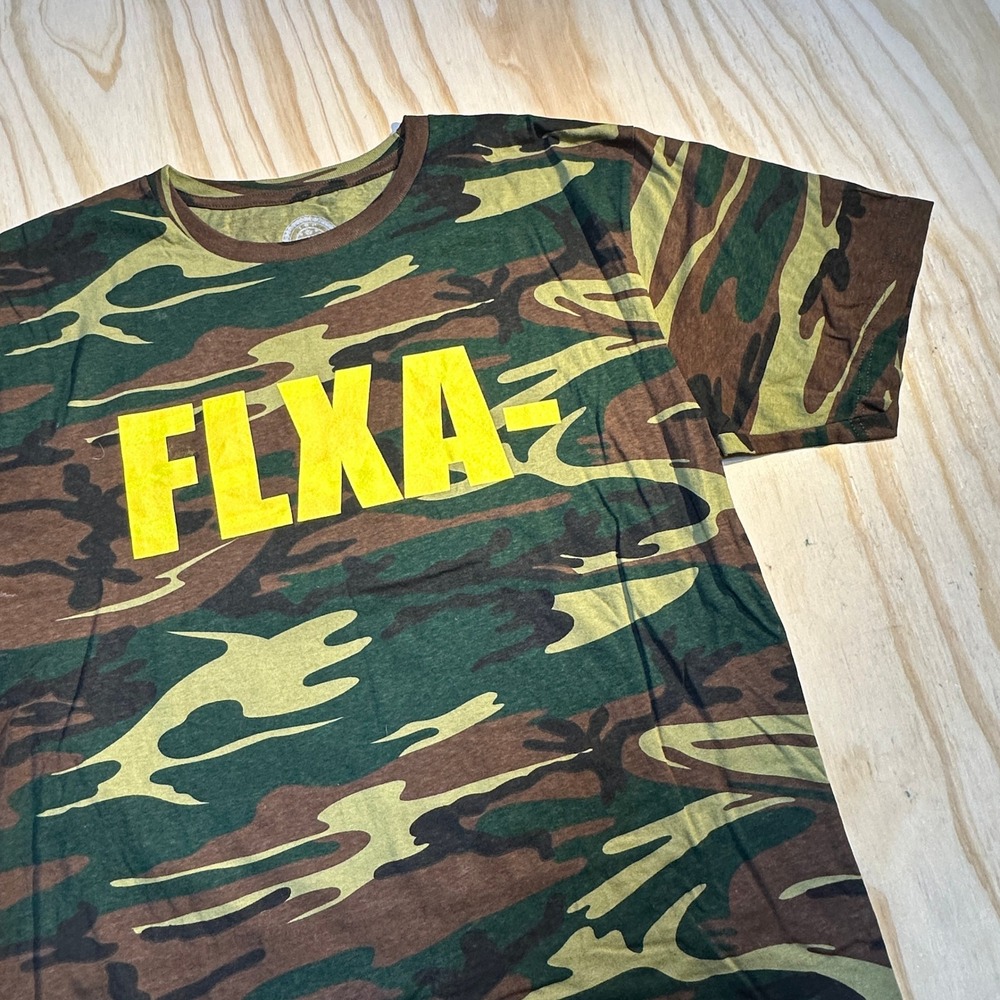 Top Flite Mens Large Green Woodland Camo FLXA Graphic T-Shirt Streetwear Tee